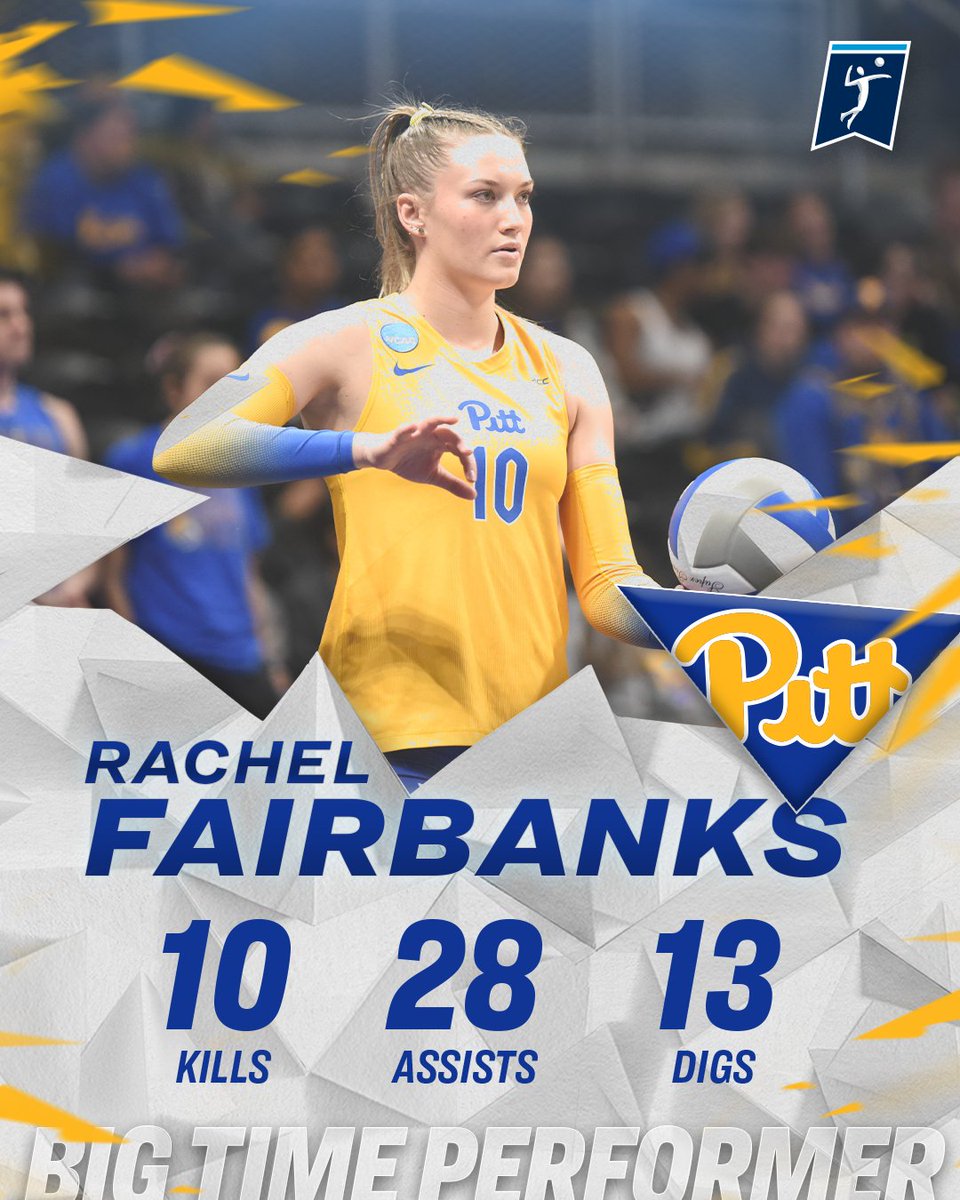 NCAA Women's Volleyball (@ncaavolleyball) on Twitter photo 🚨 TRIPLE-DOUBLE 🚨
Rachel Fairbanks became the first player in <a href="/Pitt_VB/">Pitt Volleyball</a> history to record a triple-double in a NCAA Tournament match after a dominant outing in a sweep against BYU!
#NCAAWVB 🚨 TRIPLE-DOUBLE 🚨
Rachel Fairbanks became the first player in <a href="/Pitt_VB/">Pitt Volleyball</a> history to record a triple-double in a NCAA Tournament match after a dominant outing in a sweep against BYU!
#NCAAWVB