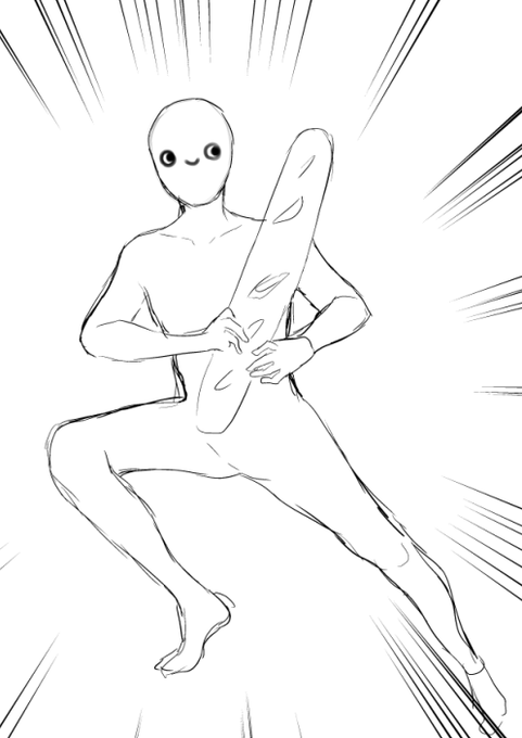 フランスパン戦士のコスプレをした人 