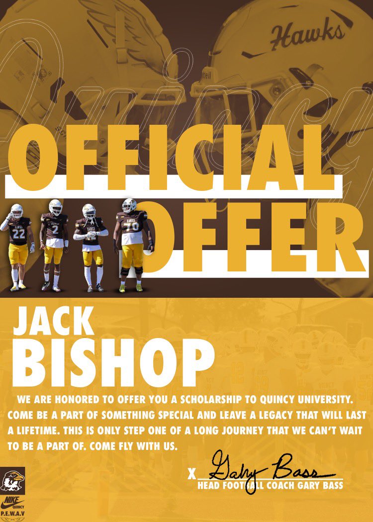 Jack_Bishop75's tweet photo. Official offer from Quincy!! @GaryBassQU @Coach_Ladd @TigersOakville https://t.co/Z7xVu2mF9Z