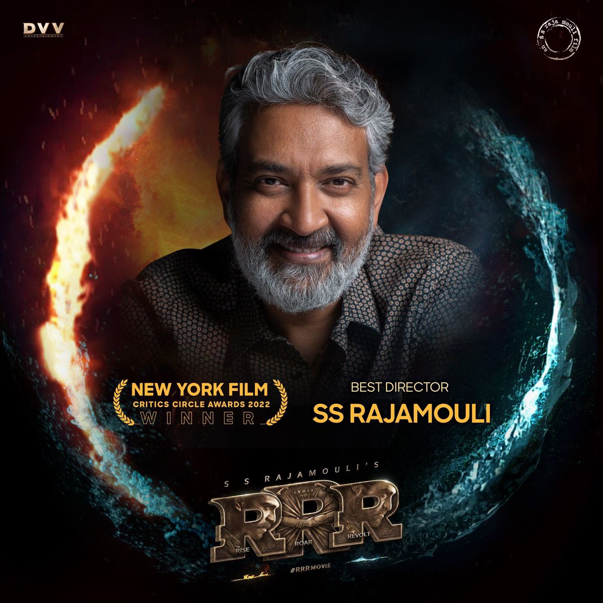 CONGRATULATIONS !!! @ssrajamouli Garu 🙏🏼on winning the prestigious New York Film Critics Circle Award for Best Director! Well deserved.. Thank you for taking Indian Cinema to Global level.. @nyfcc #RRRMovie