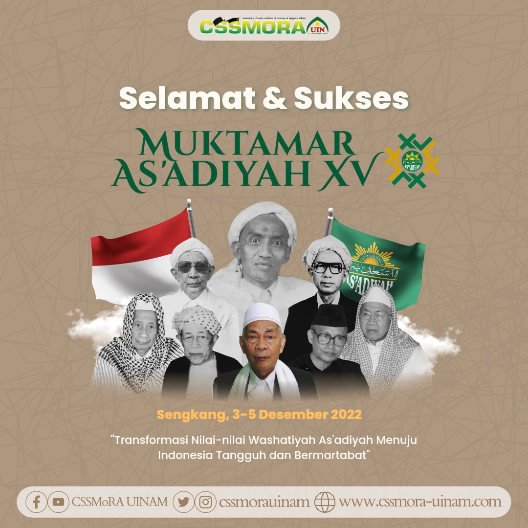 cssmorauinam's tweet photo. [SELAMAT DAN SUKSES]

Keluarga Besar CSSMoRA UIN Alauddin Makassar mengucapkan Selamat dan sukses atas terselenggaranya Muktamar As'adiyah Ke-XV di Sengkang, 3-5 Desember 2022.

Salam Loyalitas Tanpa Batas ✊🏻
#cssmora
#cssmorauinam
#kabinetbaramuda
#uinalauddinmakassar https://t.co/cZG4LXPupi