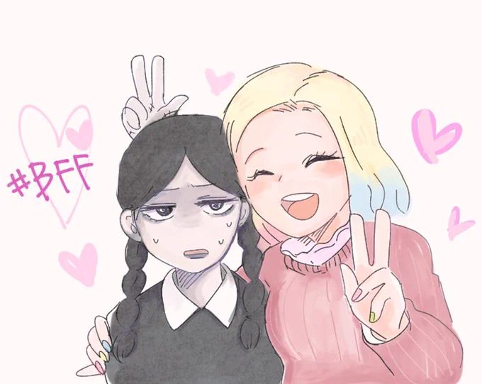 #ウェンズデー のファンアートイーニッドちゃんとウェンズデー大人になっても仲良くしてて欲しい。 