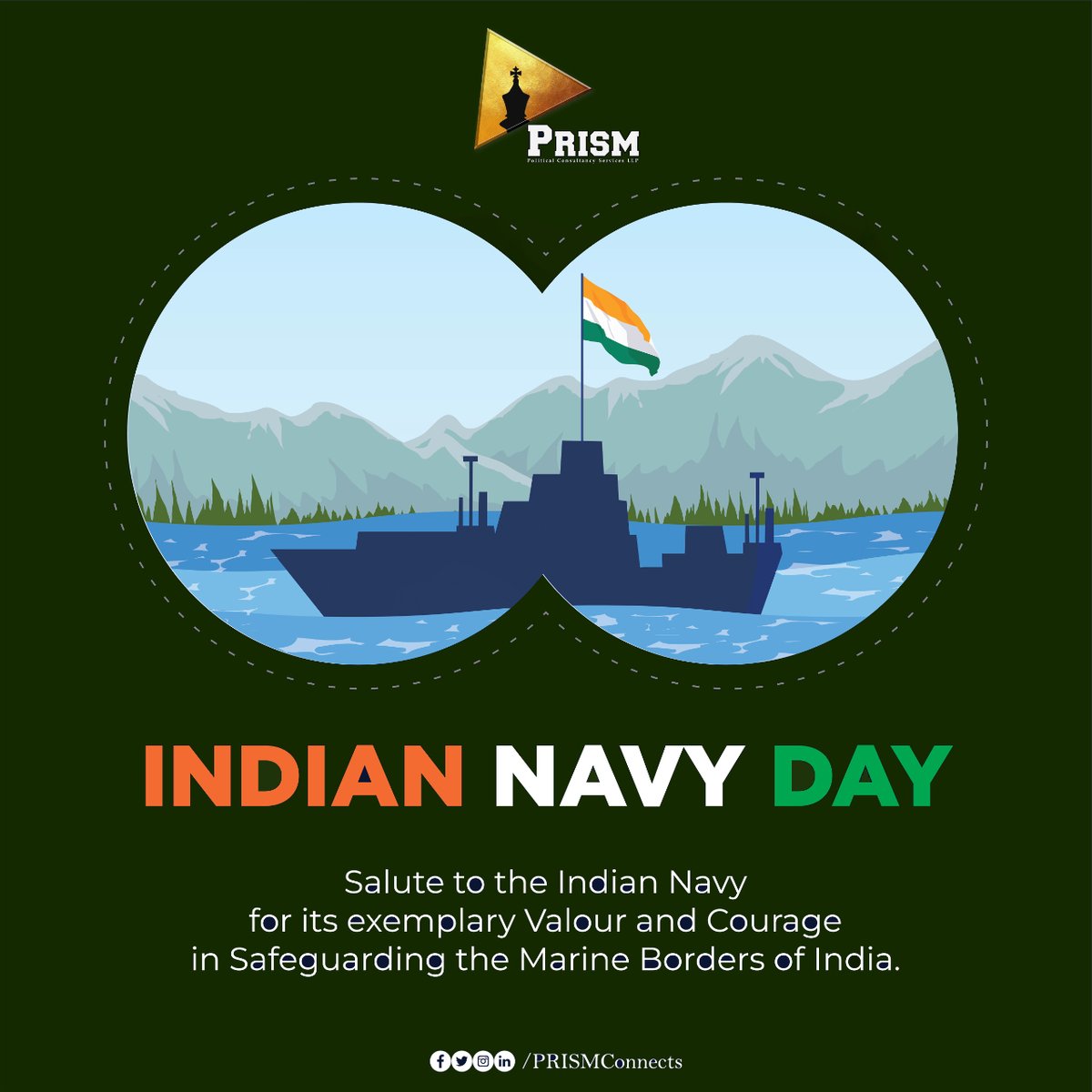 PRISMConnects's tweet photo. The Nation remains indebted to Navy Personnel for their Bravery, Sacrifice, Professionalism and Exemplary Courage in protecting our Maritime Frontiers and rendering Humanitarian Assistance in times of need.

#IndianNavyDay #PRISM #India #PoliticalConsultancy https://t.co/61fr3UNy4l