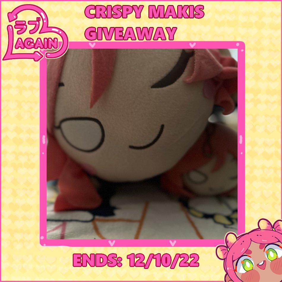 RABUAGAIN's tweet photo. 🍅CRISPY MAKI NESO GIVEAWAY 🍅
🍅TO ENTER:
🍅FOLLOW US + RT THIS POST!
🍅Optionally, tag a friend for an extra entry! 
🍅INTL. OK!
#lovelive #ラブライブ #寝そべり https://t.co/jy0rNOMUyP