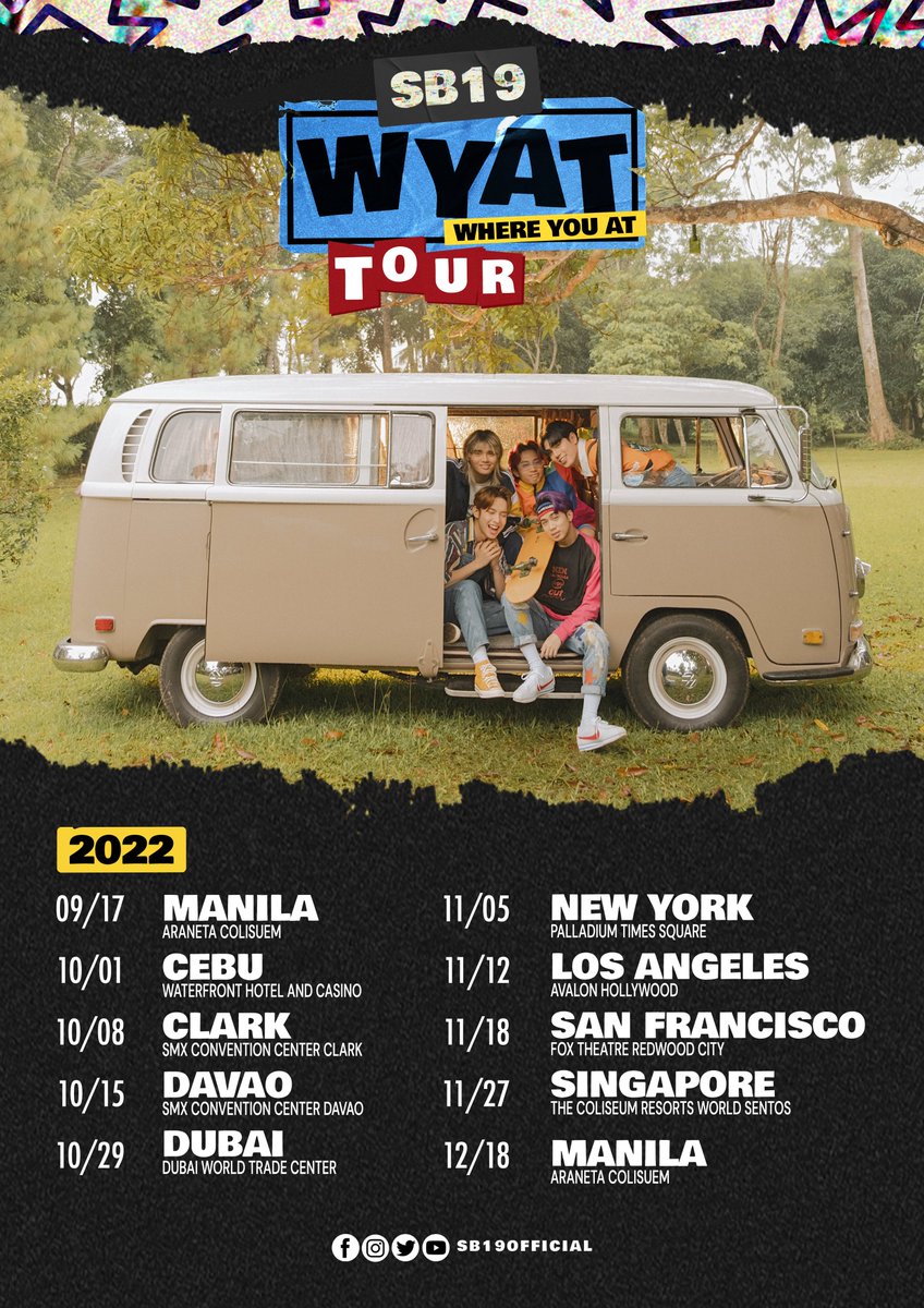 SB19Official's tweet photo. 𝟏𝟐/𝟏𝟖 - 𝐌𝐀𝐍𝐈𝐋𝐀 
🔜 Araneta Coliseum
🎟 https://t.co/3GsO0FS3Vu

#WYAT #WYATTour https://t.co/vNpPyFJ7Mi