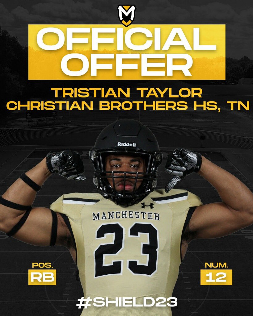 Tristian Taylor (@tupnext3) on Twitter photo Blessed to receive my second offer from <a href="/MU_SpartanFB/">Manchester Football</a> <a href="/footballcoachj/">Coach Nate Jensen</a> <a href="/CoachWaltRaines/">Coach Raines</a> <a href="/Ran4UT/">Aaron Hayden</a> <a href="/CBHS_Football/">CBHS Football</a> #Godspeed Blessed to receive my second offer from <a href="/MU_SpartanFB/">Manchester Football</a> <a href="/footballcoachj/">Coach Nate Jensen</a> <a href="/CoachWaltRaines/">Coach Raines</a> <a href="/Ran4UT/">Aaron Hayden</a> <a href="/CBHS_Football/">CBHS Football</a> #Godspeed