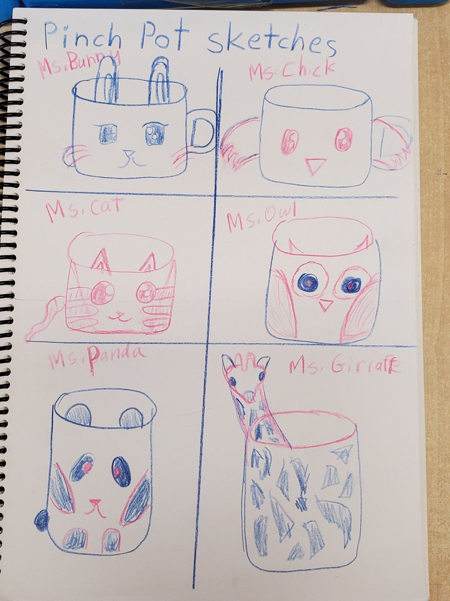 mlearning2010's tweet photo. Adorable sketches for upcoming #clayproject #Grade3 #visualart #pinchpot https://t.co/2DLwCcnwuC