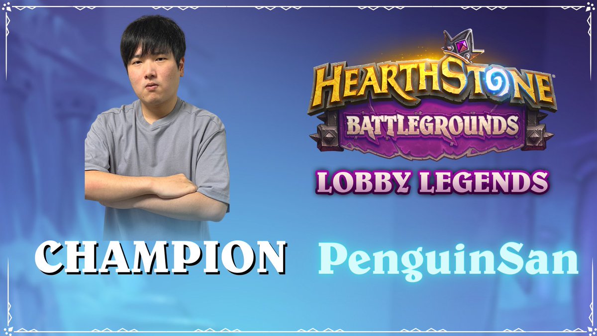 HSesports's tweet photo. Lobby Legends: Winter Veil Champion is here!

Huge congratulations to PenguinSan - what a fantastic performance!

#HSEsports #BGLL https://t.co/qpczJIPGjk