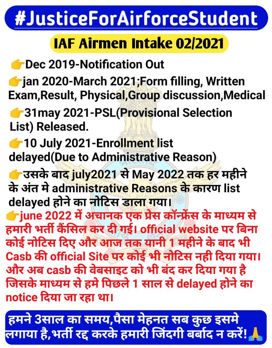Mr___Mahi_'s tweet photo. We  wanted to join Indian airforce For that qualified Every stage fixed by recruitment system and waiting for our call letter but in the name of agnipath they cancelled our joining they crushed our passion towards IAF. We want justice 
#JusticeForDefenceStudents #indianairforce https://t.co/fZRkjs5NSS