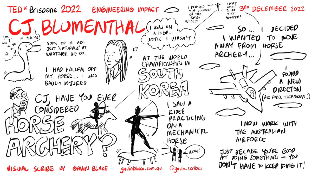 gavin_scribes's tweet image. Just because you&apos;re a brilliant horse archer, it doesn&apos;t mean you can&apos;t just stop doing that and become a brilliant technician with @AusAirForce Well done, CJ! #tedxbrisbane #engineeringimpact
#tedtalks #tedx @tedx @TEDxBrisbane #ausairforce #horsearchery