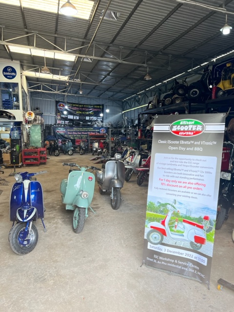 SSCvietnam's tweet photo. A great day yesterday at the SSC Classic EScooter Open Day and Bbq, thanks to all for attending #VTronic #EBretta #GoElectric #72v3000w #SSC #OpenDay #Vintage https://t.co/XYKYRu67C0