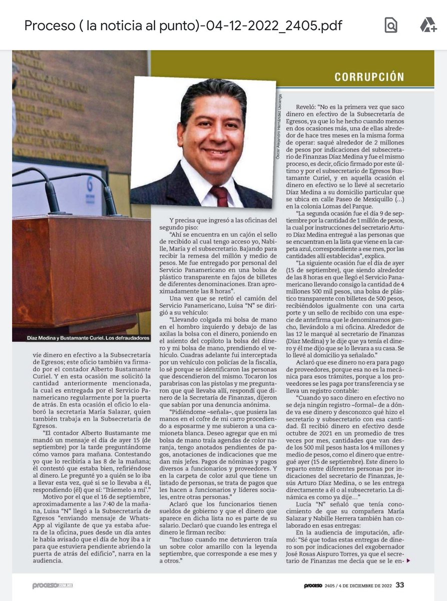 DavidMendivilg's tweet photo. Imperdible la lectura del artículo que publica @proceso sobre el SAQUEO DE DURANGO de la administración de @AispuroDurango 
Se expone el Paso a Paso de las corruptelas del sexenio 2016-2022 que han dejado a #Durango sumido en lampeor crisis financiera. https://t.co/8QH5W2S2aN