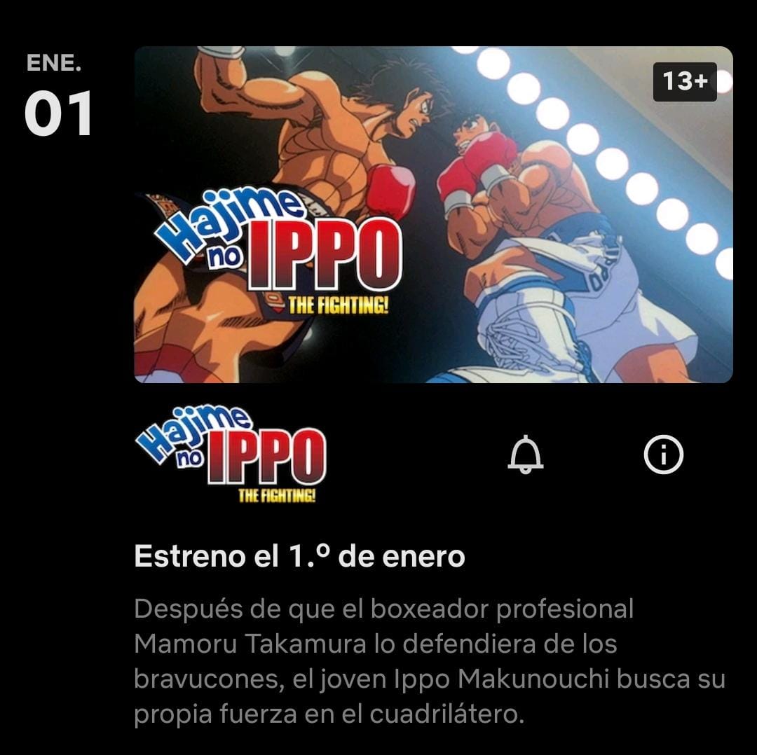 Hajime no Ippo en Netflix el 1 de Enero - Ramen Para Dos