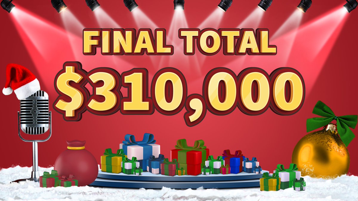 CTVTelethon's tweet photo. We surpassed our goal and by the end of the telethon the total was $310,000. Thank you everyone for all your support. Your gift means many children will receive a gift on Christmas Morning! #ctvlionstelethon https://t.co/bYBjWg1xTX