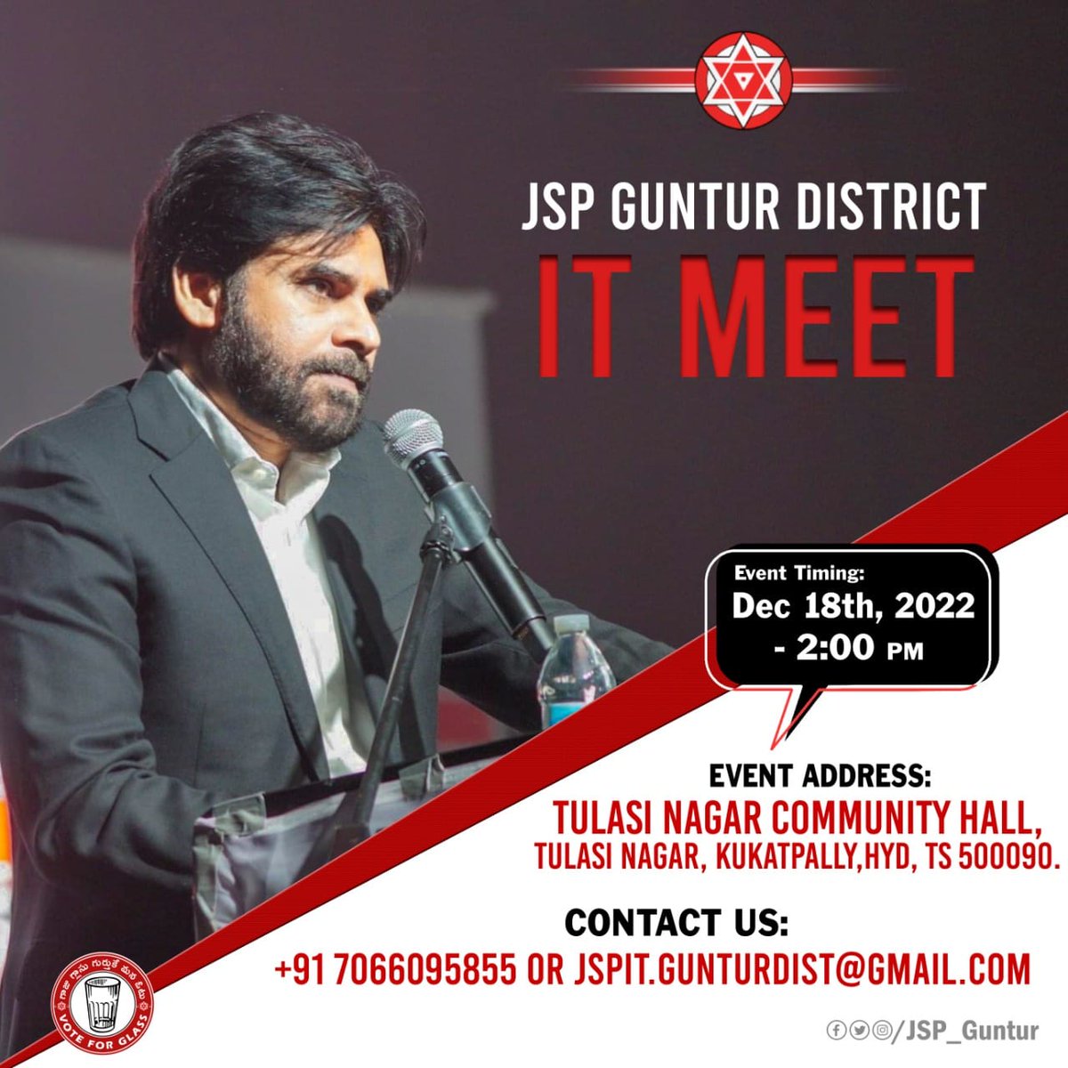 4Harikrishna's tweet photo. JSP Guntur District IT Meet

Event Timing: December 18th, 2022 - 2:00 PM

Please register yourself in this updated sheet: https://t.co/zrvCe6uWeE

#JspITMeetGunturDist
@JanaSenaParty @PawanKalyan https://t.co/M2gsgYBXIG