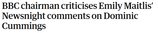 Alternative headline,same person: Ex advisor to Boris Johnson and Rishi Sunak, and, £400,000 donor to the Tory party criticises Emily Maitlis’ Newsnight comments on Dominic Cummings