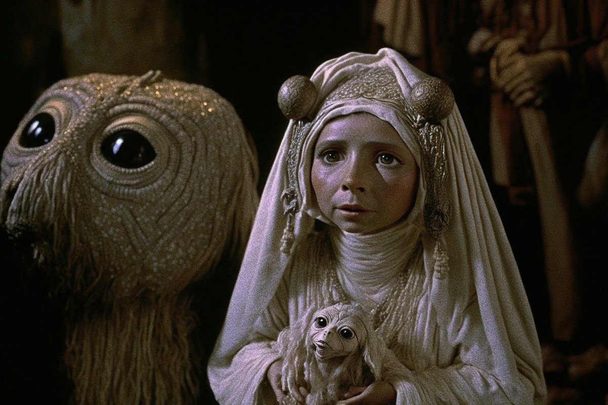 willhowe's tweet photo. Jim Henson’s Star Wars: Return of the Dark Jedi, 1982. Curated by me, made with AI. More in replies #madewithai #midjourney #midjourneyart #midjourneyai #midjourneyartwork #aiartwork #aiartists #digitalpainting #aiart #ai https://t.co/UBr4J0zju2