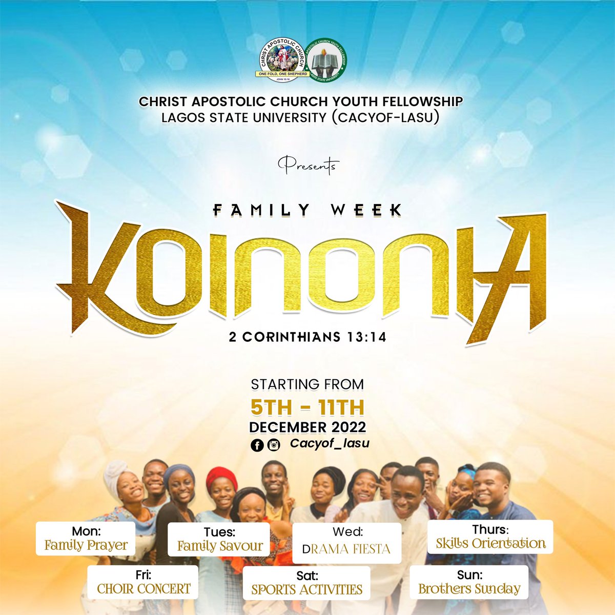 CacyofL's tweet photo. Yea😁

Our most anticipated Family Week starts tomorrow.

You don't want to miss it!

Tag someone under the comment section💥 https://t.co/zUmcvwsyIf