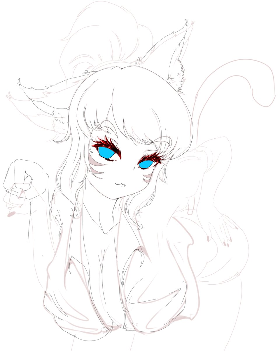 まだ線画出来てないのに我慢できずまつげ塗ってしまった 