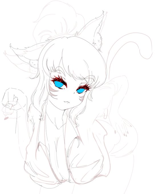 まだ線画出来てないのに我慢できずまつげ塗ってしまった 