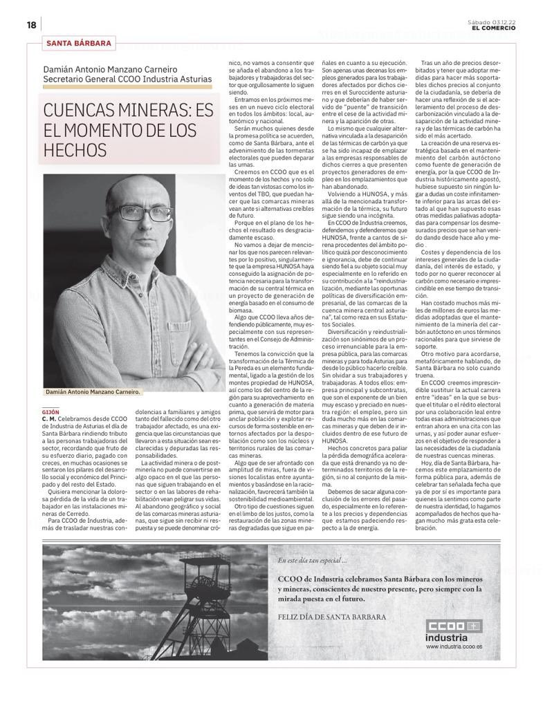 CCOOIndusAstur's tweet photo. Artículo de opinión en @lanuevaespana y @elcomerciodigit de Damián Manzano SG @CCOOIndusAstur .
¡Feliz día de Santa Bárbara! https://t.co/Im4wURYueU