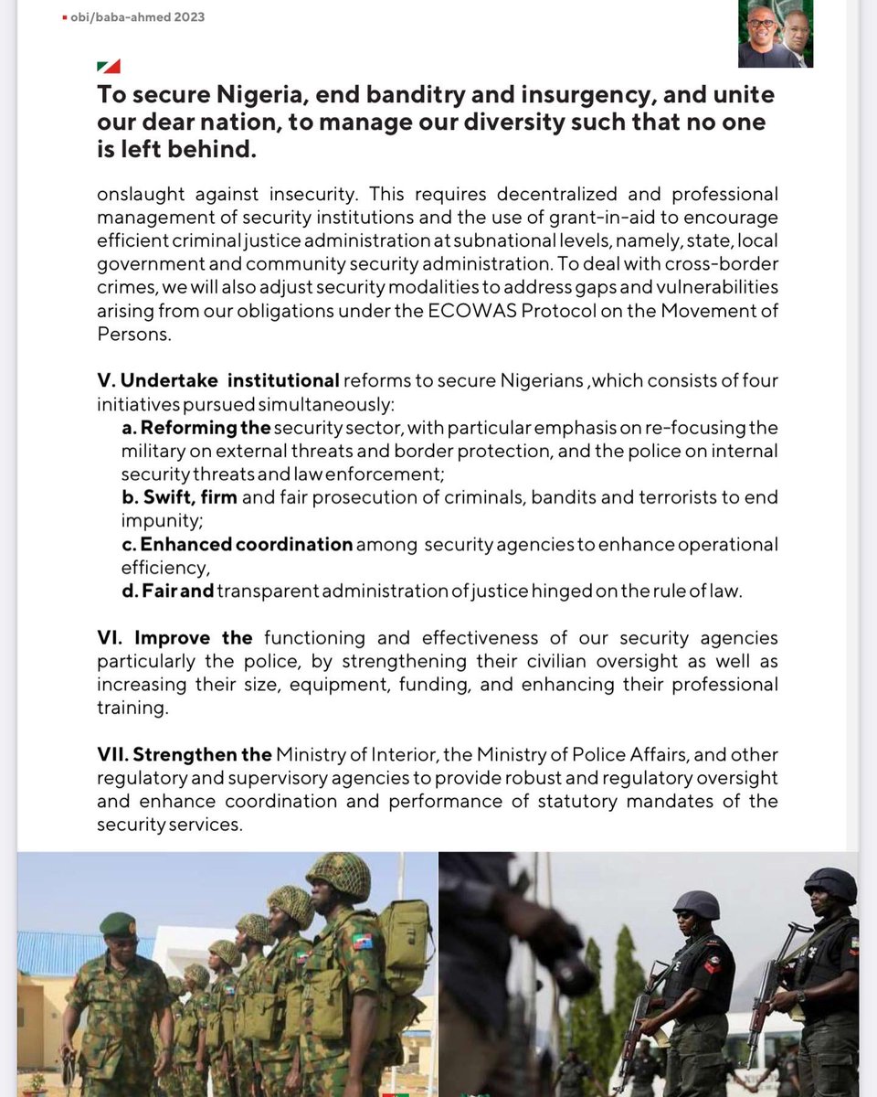 AdeolaFayehun's tweet image. Peter Obi’s manifesto on securing Nigeria 
#NigeriaDecides2023