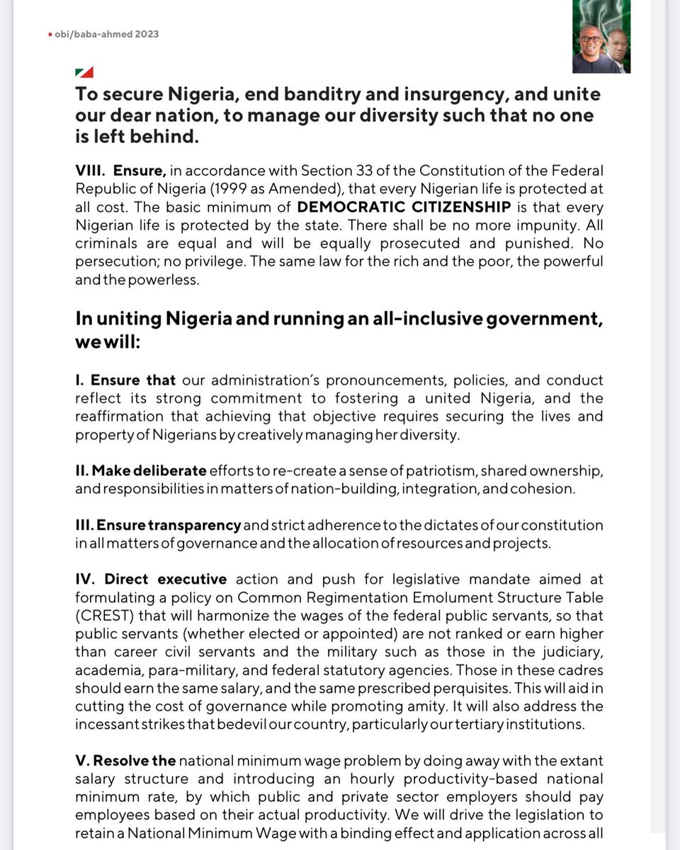 AdeolaFayehun's tweet image. Peter Obi’s manifesto on securing Nigeria 
#NigeriaDecides2023