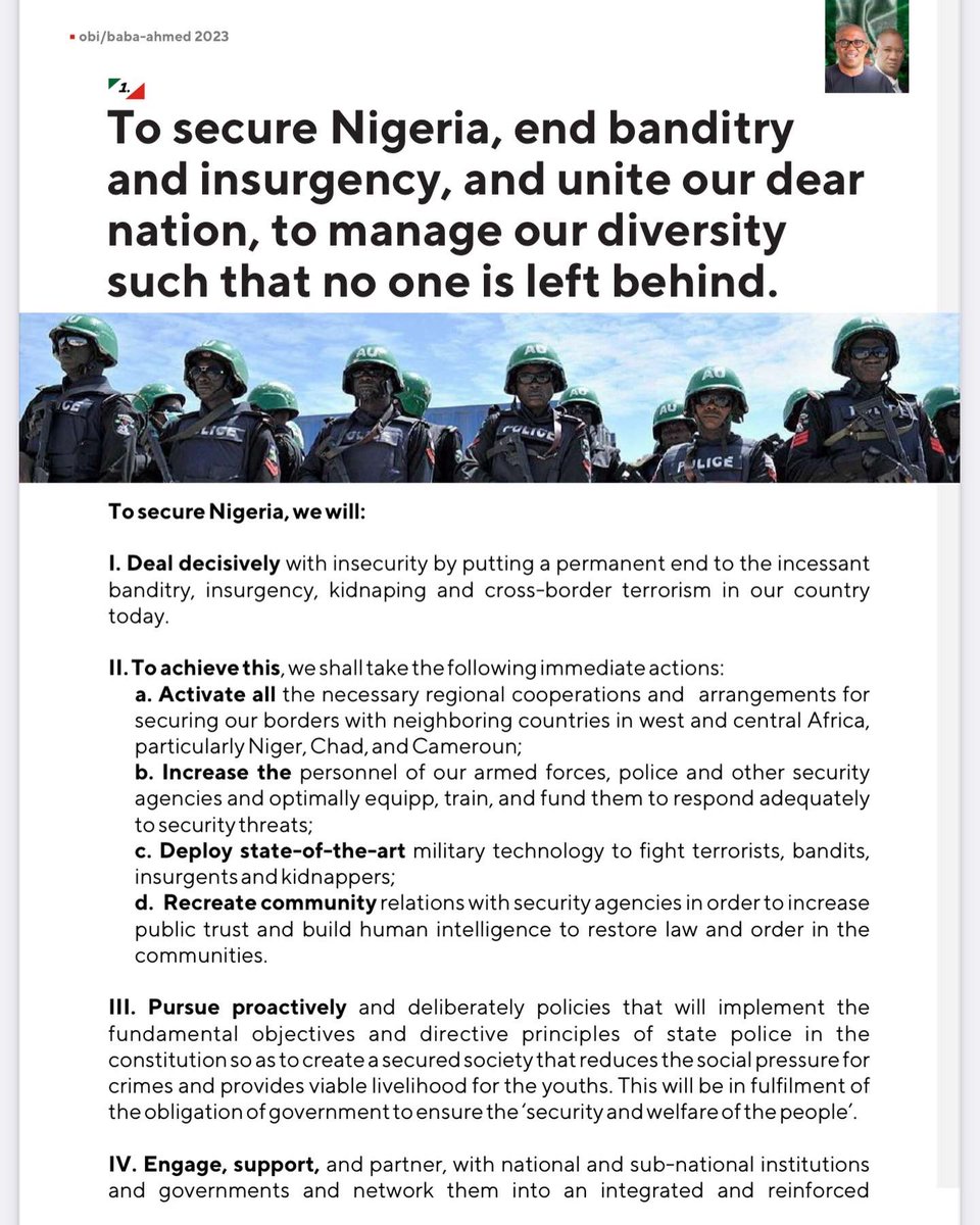 AdeolaFayehun's tweet image. Peter Obi’s manifesto on securing Nigeria 
#NigeriaDecides2023