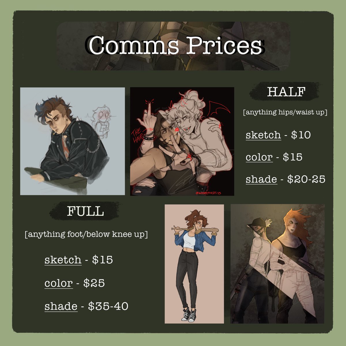 ominousspot's tweet photo. ⛓ [ COMMISSIONS OPEN ] ⛓
—•—•—•—•—•—•—•—•—•—

DM if interested, taking a few for rn :)

[my style is inconsistent and there’s some older art present here, be aware 😭] https://t.co/qdtZ2qfYLU