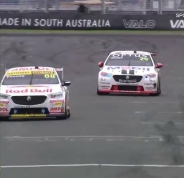 bericher13's tweet photo. Farewell old friend #holden #v8supercars #Adelaide500 Going out winners, thanks @brocfeeney93 @chazmozzie and the legend, the man, the burnout king @shaneVanGis https://t.co/gyg1lpytpB