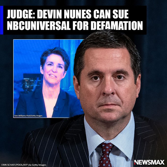 A judge ruled that Devin Nunes can sue over a comment made by Rachel Maddow linking him to a A judge ruled that Devin Nunes can sue over a comment made by Rachel Maddow linking him to a