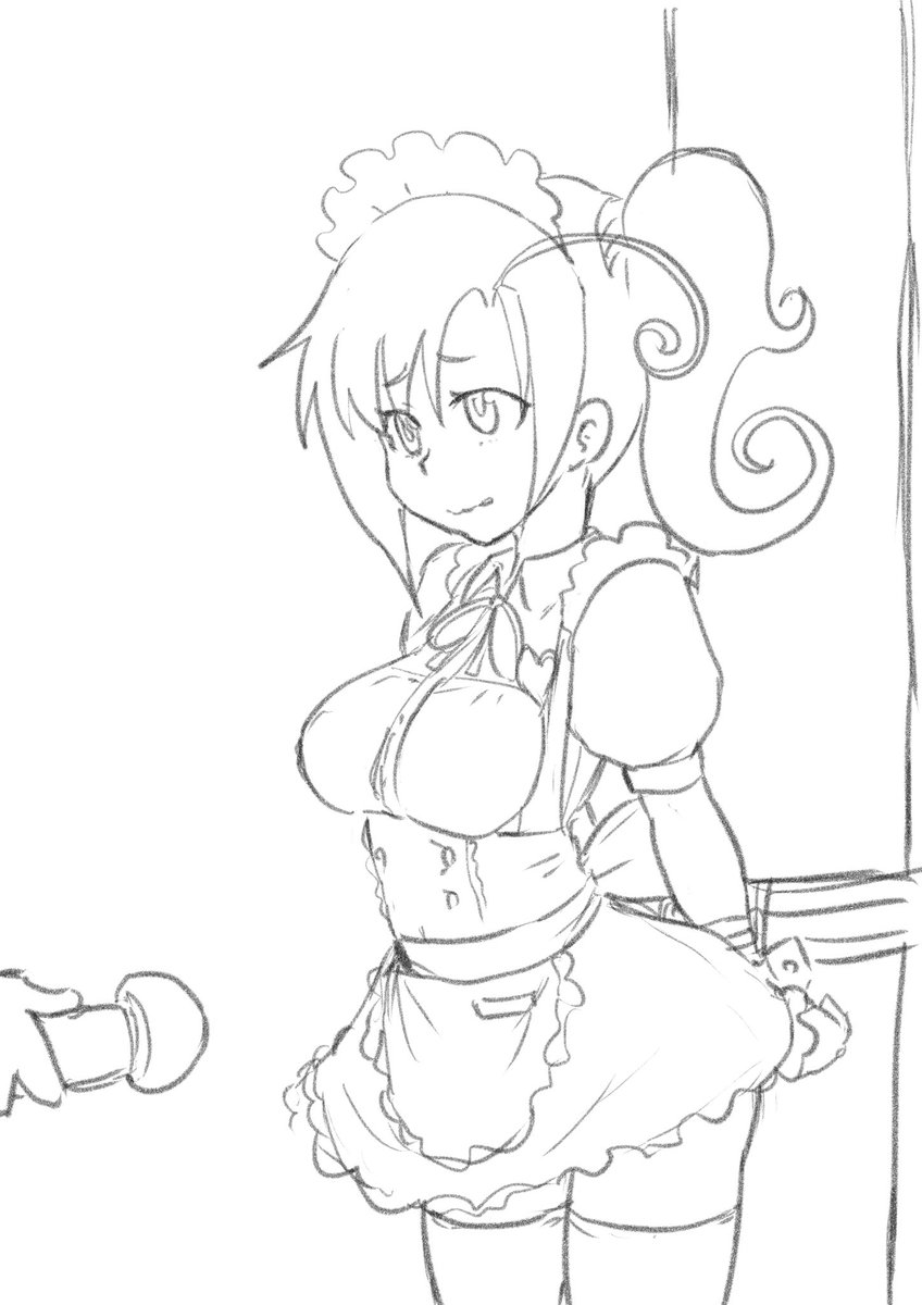 疲れたメイドにマッサージを施そうとしている図です。 