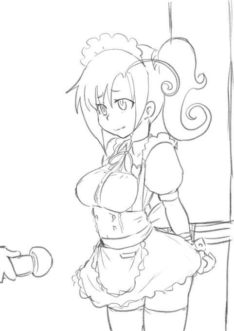 疲れたメイドにマッサージを施そうとしている図です。 