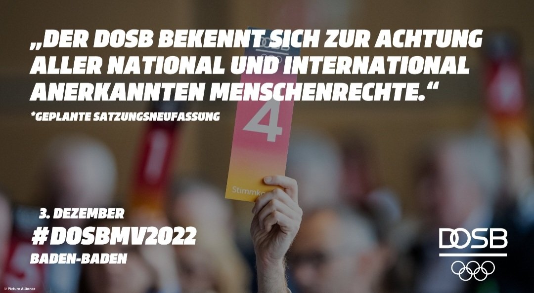 ClaudiaAltwass3's tweet photo. Die Aufnahme des Bekenntnisses zur Achtung aller national und international anerkannter #Menschenrechte in die Präambel der DOSB-Satzung setzt ein #starkesZeichen. https://t.co/r4jdcyXpQe