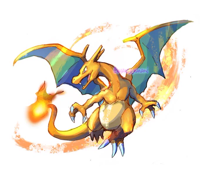 リザードンは前からちょくちょく描いてるポケモンだけど、自己流アレンジをついついやりたくなるポケの1匹でもある…#ポケモンのイラスト 