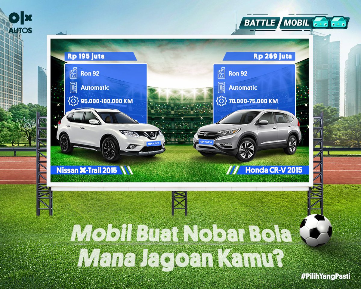 olxid_official's tweet photo. Wah hari ini pertandingan Prancis lawan Polandia nih, begitupun di #BattleAutos minOL juga sekalian bawain mobil yang cocok buat nobar. Kira-kira mobil mana nih yang bakal jadi jagoannya OLXers?

Lesgowww kita bahas di 𝗧𝗛𝗥𝗘𝗔𝗗 ini yaa! #OLXAutos #PilihYangPasti https://t.co/3qgeUh3XwB