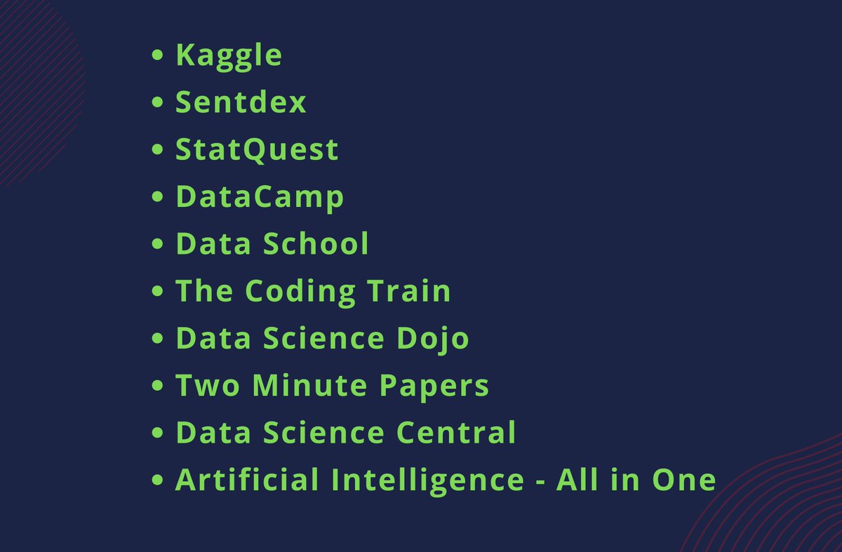 10 Youtube channels for Data Science 1 suggested video from all of them ...