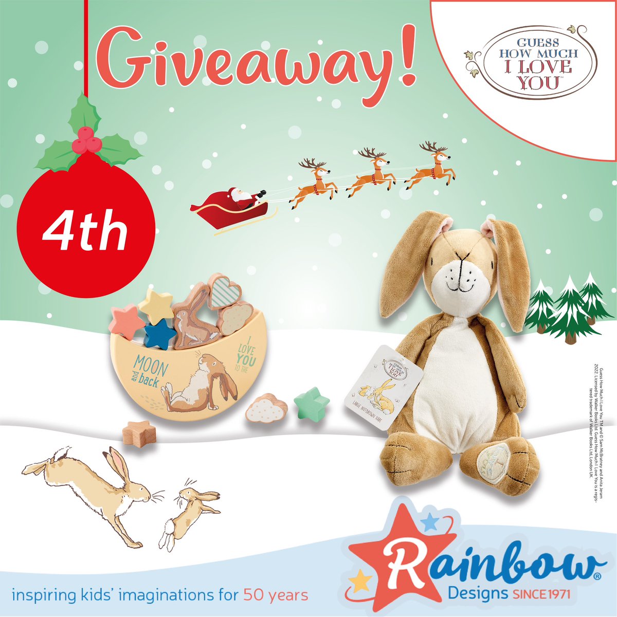 Day 4 of 12 Days of Christmas Giveaways!🎅🏻🎄To be in with a chance of winning our Guess How Much I Love You Soft Toy and Wooden Balance Toy:
RT &amp; Follow
Comment: #12DaysofGiveaways 
Closes at 2pm on 5/12/22 UK only, full T&amp;C’s on FB &amp; IG #win #Giveaways