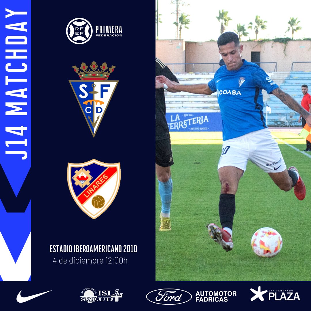 DIA DE PARTIDO
🔵⚪🔵⚪🔵
<a href="/SanFernando_CD/">San Fernando CD</a>
🆚 <a href="/Linares_Dptvo/">Linares Deportivo 💙⚒</a> 
⌚️ 12:00h
🔵<a href="/Primera_RFEF/">Primera Federación Versus e-Learning</a>
🏟️ Estadio Iberoamericano
📺 <a href="/inSportsTV_ESP/">inSports TV España</a>

#SanFernandoLinares 
#tracatra