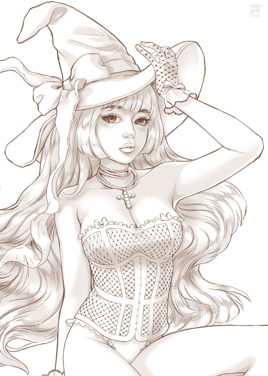 shawlisfantasy's tweet photo. ハロウィンパーティー　魔女 #オリジナル #shawli #創作 #巨乳 #ハロウィン #魔女 https://t.co/9heis1SIa8 https://t.co/cPQDhduxPW