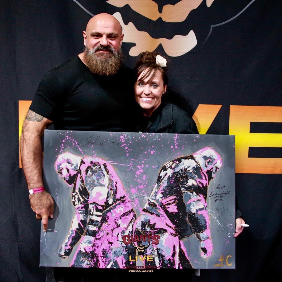 Artist John Charles (@artjohncharles) on Twitter photo I finally got to present <a href="/photographyzoie/">Zoie Carter-Ingham</a> with a painting I did of one of her favourite photographs she’s taken last wkend at <a href="/GiantsLiveWSM/">GIANTS LIVE STRONGMAN</a> at <a href="/MandSBankArena/">M&S Bank Arena Liverpool</a>
Here she is pictured with <a href="/biglozstrongman/">Laurence Shahlaei</a> the painting is Loz vs <a href="/eddiehallWSM/">Eddie Hall - The Beast</a> on the atlas stones 🫶🎨 I finally got to present <a href="/photographyzoie/">Zoie Carter-Ingham</a> with a painting I did of one of her favourite photographs she’s taken last wkend at <a href="/GiantsLiveWSM/">GIANTS LIVE STRONGMAN</a> at <a href="/MandSBankArena/">M&S Bank Arena Liverpool</a>
Here she is pictured with <a href="/biglozstrongman/">Laurence Shahlaei</a> the painting is Loz vs <a href="/eddiehallWSM/">Eddie Hall - The Beast</a> on the atlas stones 🫶🎨