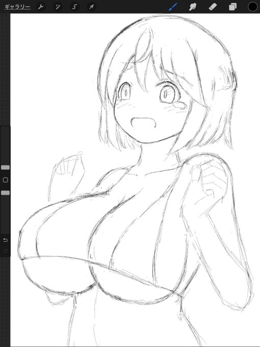 ラフ。

ちょっとさっきよりデカくした。

線画にする。 https://t.co/6GIvC4ibPg 