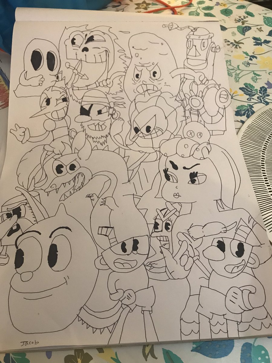 DavidQuinn9's tweet photo. @CupheadShow my 6 year old Jacob is a big fan of the show. He drew a collage of characters for you which I think is pretty cool! Do you like it? https://t.co/LfRbM2Ypgq