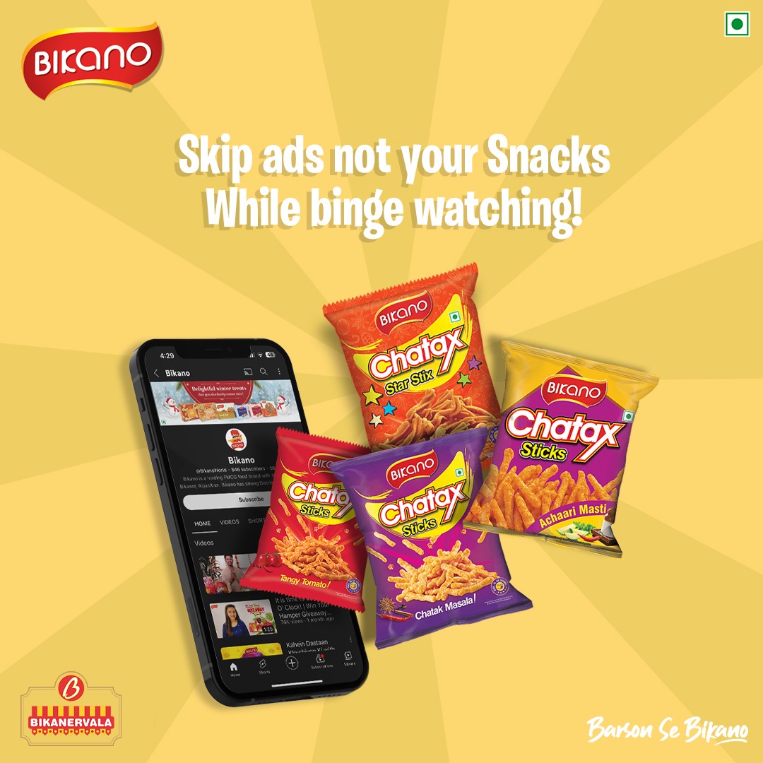 BikanoWorld's tweet photo. Make your binge watching more exciting with Chatax!
Grab your chatax range now.
#Bikano #BarsonSeBikano #bikanoworld #bikanoIndia #authenticfood #chhotabheem #authentictaste #indianflavours #indianfood #munchingtime #munchysnacks #munching #snacklove #snackbox #snackideas https://t.co/gVFv4d6TcA