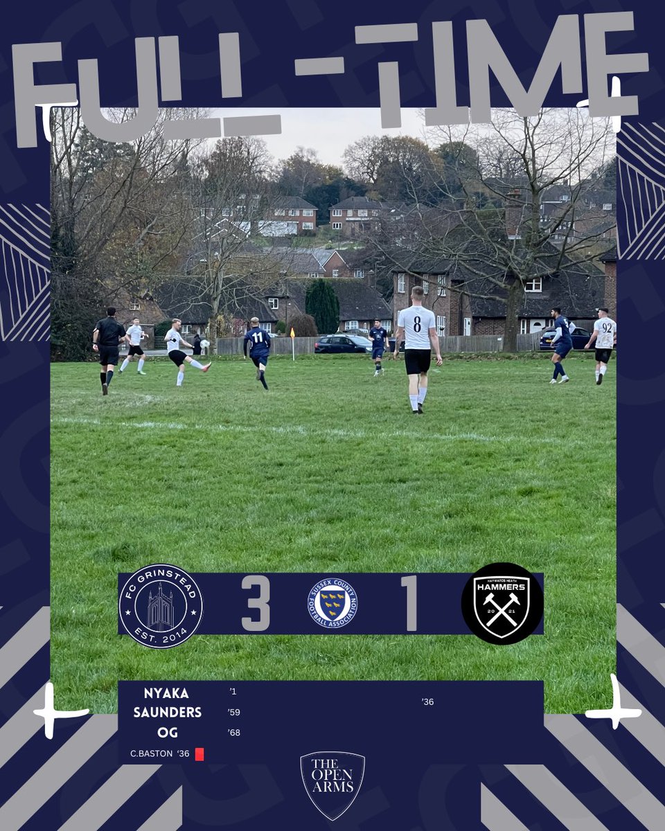 FCGrinstead's tweet image. Full Time @ Barn Cottage Rd

Another solid victory away from home. Down to 10 men in the 1st half, but a big shift got us the win. 

Thanks to @HammersHeath for hosting, all the best for the rest of the season