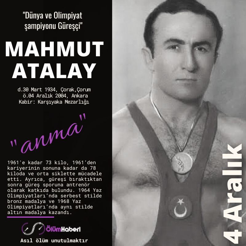 OlumHaberi's tweet photo. "HATIRLAMAK, KAVUŞMAKTIR!.
"Mahmut Atalay'ın ölüm yıldönümü"
https://t.co/RTEnKo4cYc #olumhaberi #vefat #MahmutAtalay   #İstanbul  #olumyildonumu #anma #Ankara #gures #spor #olimpiyat #corak #corum https://t.co/OeEcPXNYAs