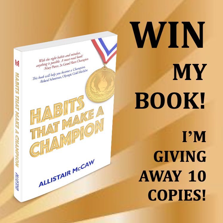 BOOK GIVEAWAY! 

Hi everyone, I’m giving away 10 copies of my new book…

HABITS THAT MAKE A CHAMPION
🏅🏅🏅🏅🏅🏅🏅🏅🏅🏅🏅🏅

How to stand a chance to win? 
Simply Like ❤️ &amp; Retweet 🔁 this post. Winners announced 7th Dec 1pm EST — Good luck!!!!!