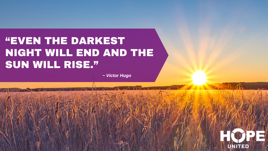 hopeunited_life's tweet image. Never stop believing in hope! “Even the darkest night will end and the sun will rise.” #WeAreHopeUnited #SundayInspiration #HopeInRecovery