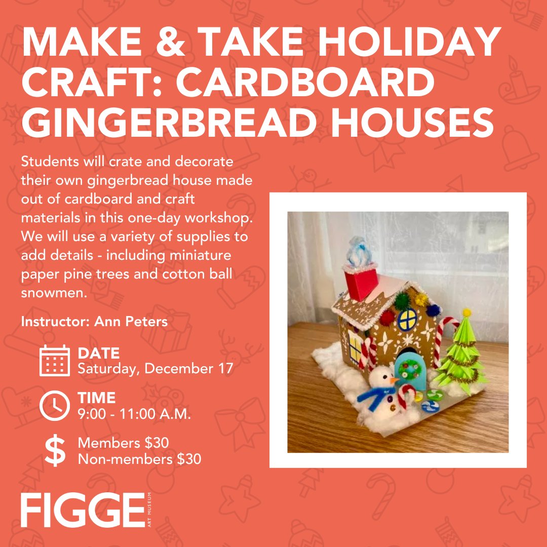Calling all elves! Join us for a special make and take holiday workshop, creating and decorating your own cardboard gingerbread house. Craft a house that will bring the whole family joy throughout the holiday season. Register now: trymy.link/fXaGR