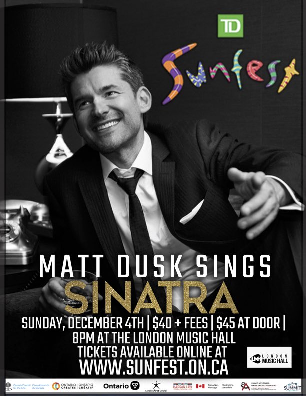 ✨TONIGHT✨
8PM | <a href="/londonmusichall/">London Music Hall</a> 
<a href="/mattdusk/">mattdusk</a> Sings Sinatra takes the audience on a musical during through Frank Sinatra’s incredible career, including its ups and downs, hilarity and heartbreak.

🎟: londonmusichall.com/events/sinatra…

#LdnOnt #Sinatra #Crooner #LiveMusic #519Music